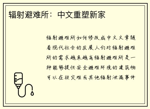 辐射避难所：中文重塑新家